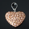 Rhinestone Clay Pave Pendants, with Rhinestone Clay Pave, Heart Approx 