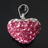 Rhinestone Clay Pave Pendants, with Rhinestone Clay Pave, Heart Approx 