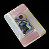 Мозаика шаблон оболочки подвески, Раковина морское ушко, с Розовая ракушка & Белая ракушка, Прямоугольная форма, approx отверстие:Приблизительно 1.5mm, продается PC