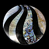 Mosaik Muster Muschel Anhänger, Schwarze Muschel, mit Rosa Muschel & Seeohr Muschel, flache Runde, approx 47x47x7.5mm, Bohrung:ca. 1.5mm, verkauft von PC