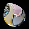 Mosaic Shell Cabochon, Abalone Shell, with Black Shell & Pink Shell & White Shell, Teardrop, flat back, approx 