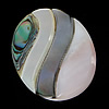 Mosaic Shell Cabochon, Pink Shell, with Pink Shell & White Shell & Abalone Shell, Flat Oval, flat back, approx 