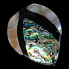 Mosaic Shell Cabochon, Abalone Shell, with Yellow Shell, Leaf, flat back, approx 