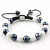Crystal Woven Ball Bracelets, with Plastic & Zinc Alloy, platinum color plated, handmade & adjustable & faceted, 8mm Approx 6-10 Inch 