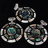 Brass Shell Pendants, with White Shell & Abalone Shell, Flat Round, platinum color plated, single-sided, approx 7-8mm Approx 