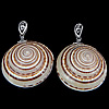 Trumpet Shell Pendant, Brass, with Trumpet Shell, Flat Round, platinum color plated, approx 36-37x36-37x15-17mm Approx 