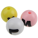 Perles lettre acrylique, Rond, modèles différents pour le choix, couleurs mélangées, 12mm Environ 2mm, Environ Vendu par sac