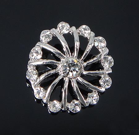 Zinc Alloy Shank Button, with rhinestone, more colors for choice, 15x15mm, Hole:Approx 1.5mm, Sold By PC