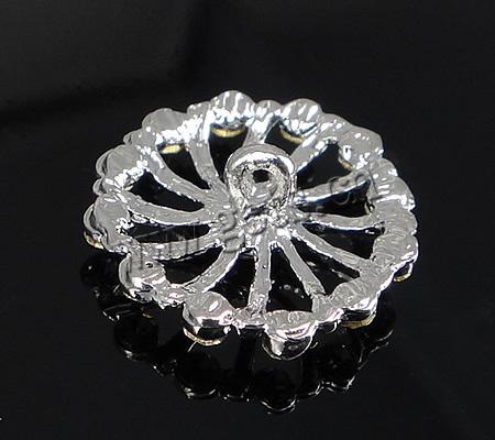 Botón de caña de aleación de cinc, aleación de zinc, con diamantes de imitación, más colores para la opción, 15x15mm, agujero:aproximado 1.5mm, Vendido por UD