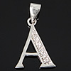 Cubic Zirconia Sterling Silver Pendants, 925 Sterling Silver, Letter A, plated, with cubic zirconia Approx 