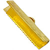 Brass Ribbon Crimp End, Rectangle, plated, textured Approx 