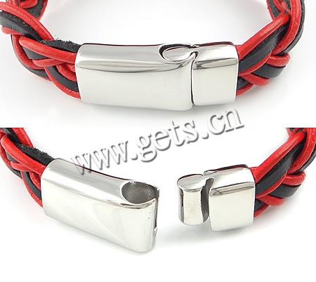 Cowhide Bracelets, 316 stainless steel clasp, braided bracelet & different length for choice, more colors for choice, 18mm, Sold By Strand