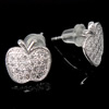 Sterling Silver Cubic Zirconia Earring, 925 Sterling Silver, with Cubic Zirconia, sterling silver post pin, Apple, plated 