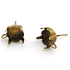 Brass Earring Stud Component, Square, plated, with loop 8mm Approx 2mm, Inner Approx 7.5mm 