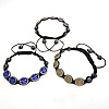 Zinc Alloy Woven Ball Bracelets, with Wax Cord & Hematite, handmade, Customized & with A grade rhinestone 8mm Approx 7-10 Inch 