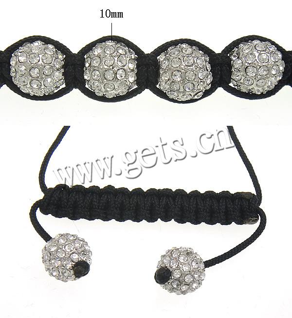 Zinc Alloy Woven Ball Bracelets, with Wax Cord & Hematite, handmade, with A grade rhinestone, more colors for choice, 10mm, Length:Approx 7-13 Inch, Sold By Strand