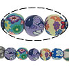 Round Polymer Clay Beads, with flower pattern, mixed colors, 7-9mm Approx 1-1.5mm Approx 14.8 Inch, Approx 