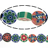 Polymer Clay Jewelry Beads, Flat Round, with flower pattern, mixed colors Approx 1-2mm Approx 15 Inch 
