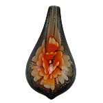 Innere Blume Murano Anhänger, Lampwork, Blatt, Goldpulver & innen Blume, keine, 28x56x11mm, Bohrung:ca. 8mm, verkauft von PC