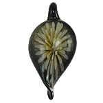 Inner Flower Lampwork Pendants, Leaf, gold powder Approx 5mm 