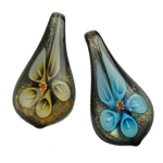 Pendentifs Murano fleur intérieur, chalumeau, feuille, poudre d'or & fleur intérieure, plus de couleurs à choisir Environ 9mm, Vendu par PC