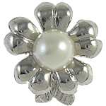 Zinc Alloy Magnetic Clasp, flower, platinum color, with glass pearl cabochon, nickel, lead & cadmium free Approx 8MM 