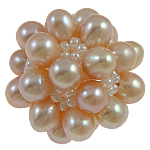 Ball Cluster Cultured Pearl Beads, Freshwater Pearl, Round, handmade 28mm 