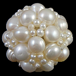 Ball Cluster Cultured Pearl Beads, Freshwater Pearl, Round, handmade 33mm 