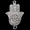 Rhinestone Zinc Alloy Connector, Hand, plated, Customized & with rhinestone & 1/1 loop Approx 2mm 