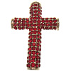Strass Zinklegierung Perlen, Kreuz, plattiert, keine, 27x40x7.5mm, Bohrung:ca. 3mm, verkauft von PC
