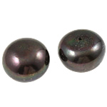 Half Drilled Cultured Freshwater Pearl Beads, Button, natural, half-drilled, dark purple, Grade AAA, 13-14mm Approx 0.8mm 