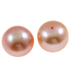 Half Drilled Cultured Freshwater Pearl Beads, Button, natural, half-drilled, pink, Grade AAA, 12-13mm Approx 0.8mm 