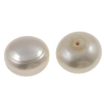 Half Drilled Cultured Freshwater Pearl Beads, Button, natural, half-drilled, white, Grade AA, 14-16mm Approx 0.8mm 