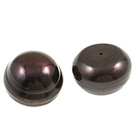 Half Drilled Cultured Freshwater Pearl Beads, Button, natural, half-drilled, dark purple, Grade AA, 14-16mm Approx 0.8mm 