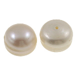 Half Drilled Cultured Freshwater Pearl Beads, Button, natural, half-drilled, white, Grade AA, 12-13mm Approx 0.8mm 
