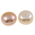 Half Drilled Cultured Freshwater Pearl Beads, Button, natural, half-drilled, pink, Grade AA, 12-13mm Approx 0.8mm 