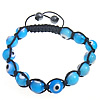 Evil Eye Connector Woven Ball Bracelets, Lampwork, with Nylon Cord & Hematite, handmade, adjustable, 8mm, 10mm Approx 7-11 Inch 