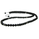 Fashion Woven Ball Necklace, Wax Cord, with Black Stone & Crystal & Zinc Alloy, with rhinestone, 8mm Inch 