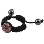 Woven Ball Finger Ring, Zinc Alloy, with Wax Cord, with rhinestone, 12mm Approx 20mm, US Ring .5 