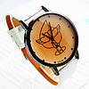 Unisex Wrist Watch, Leather, with zinc alloy dial, Round, white, 40mm, 18mm Approx 9 Inch 