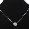 Evil Eye Jewelry Necklace, 925 Sterling Silver, plated, oval chain & with cubic zirconia 1.5mm Approx 17.8 Inch 
