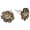 Black Shell Earring, 925 Sterling Silver, with Black Shell, Flower 