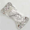 Brass Magnetic Clasp, plated, with rhinestone 