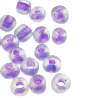 Transparent Color lined Glass Seed Beads, Round, color-lined & translucent, purple 