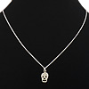 Sterling Silver Jewelry Necklace, 925 Sterling Silver, Skull, plated, twist oval chain & with rhinestone 1mm Approx 18 Inch 
