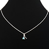 Sterling Silver Jewelry Necklace, 925 Sterling Silver, with Glass, Wishbone, plated 1mm Approx 18 Inch 