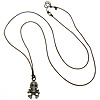 Sterling Silver Jewelry Necklace, 925 Sterling Silver, with Silk, Skull, 0.6mm Approx 15 Inch 