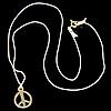 Sterling Silver Jewelry Necklace, 925 Sterling Silver, with Silk, Peace Logo, plated, with rhinestone 0.6mm Approx 16 Inch 