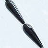 Natürliche schwarze Achat Perlen, Schwarzer Achat, Tropfen, 10x30mm, ca. 13PCs/Strang, verkauft von Strang