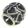 Perlas de esmalte Tailandia plata Europeo, Tambor, con patrón de corazón & sin rosca, más colores para la opción, 9x9mm, agujero:aproximado 5mm, Vendido por UD